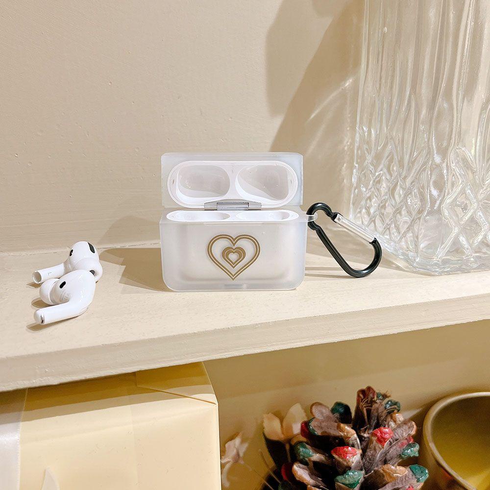 MYRONGVN Vỏ Bảo Vệ Hộp Sạc Tai Nghe Airpods Bằng Silicon Mềm Trong Suốt Họa Tiết Trái Tim Dễ