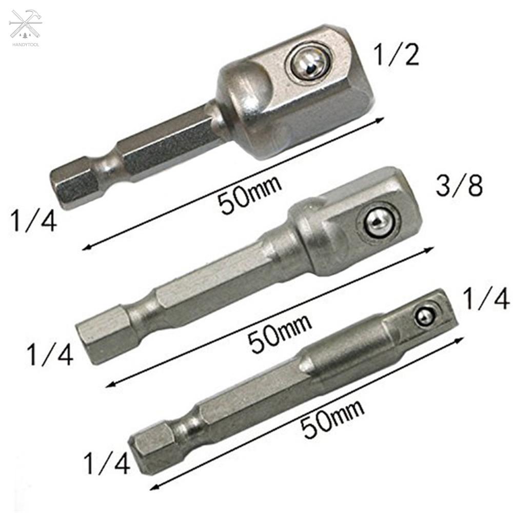 Set 3 Đầu Nối Mũi Khoan Lục Giác 1 / 4 "3 / 8" 1 / 2 "