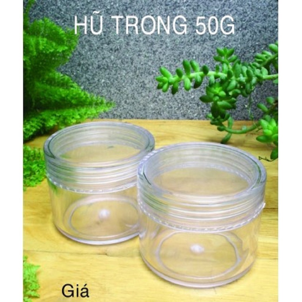 Hũ nhựa trong tròn 50g có lót chiết mỹ phẩm