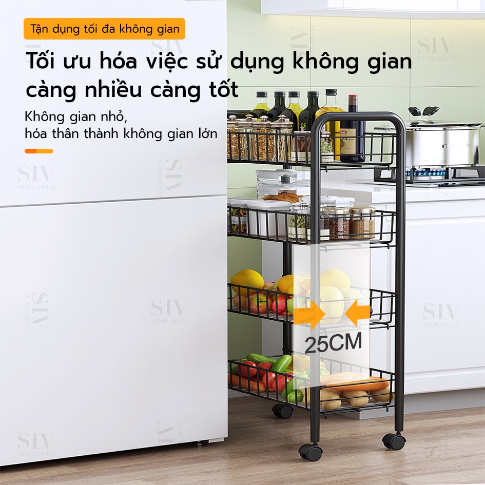 SIV Xe đẩy Spa 3/4/5 Tầng Kệ Đa Năng Có Bánh Xe Tiện Lợi Thép cacbon