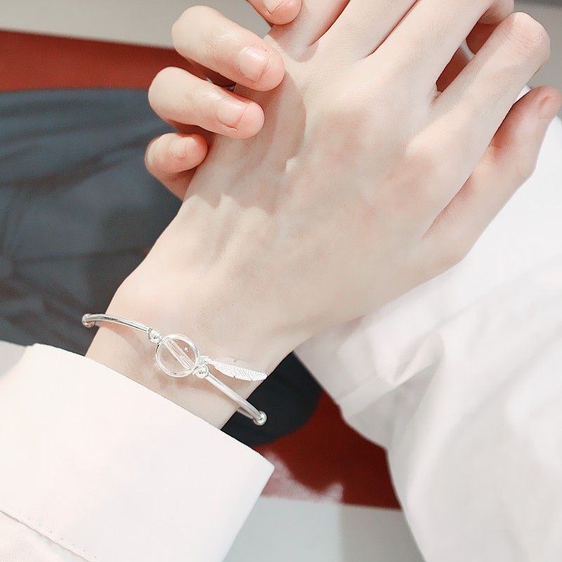 Vòng Đeo Tay Đính Đá Pha Lê Màu Hồng Phong Cách Hàn Quốc