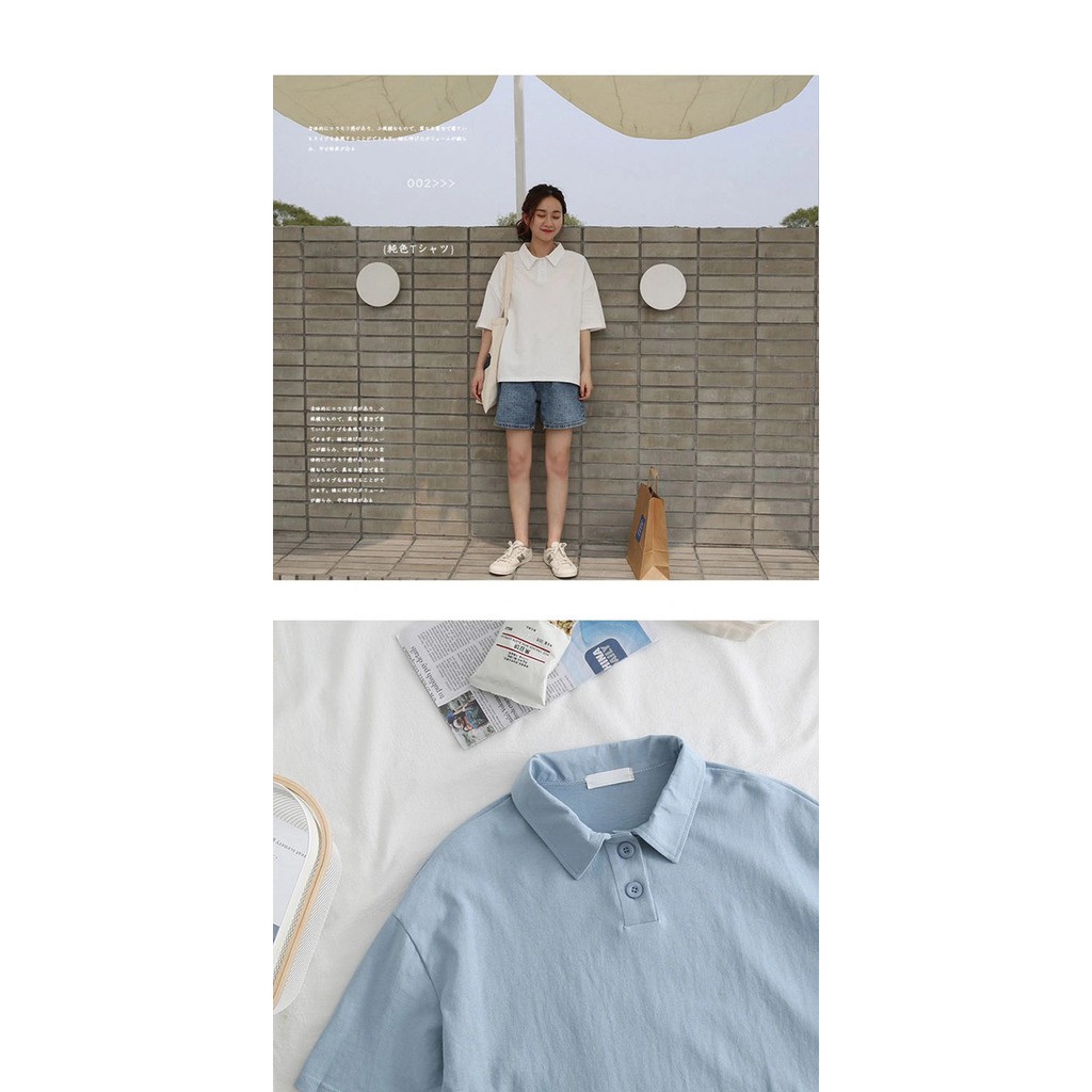 Áo polo nữ basic cổ bẻ dáng rộng cực xinh | BigBuy360 - bigbuy360.vn