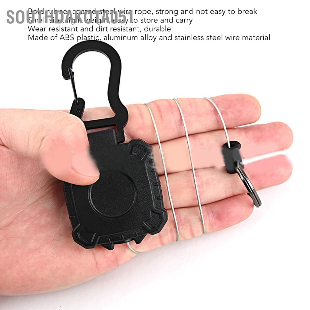 Southdakota051 Móc khóa có thể thu vào Chống thất lạc Chìa chống trộm Dây thép không gỉ Khóa dây Carabiner đàn hồi cao