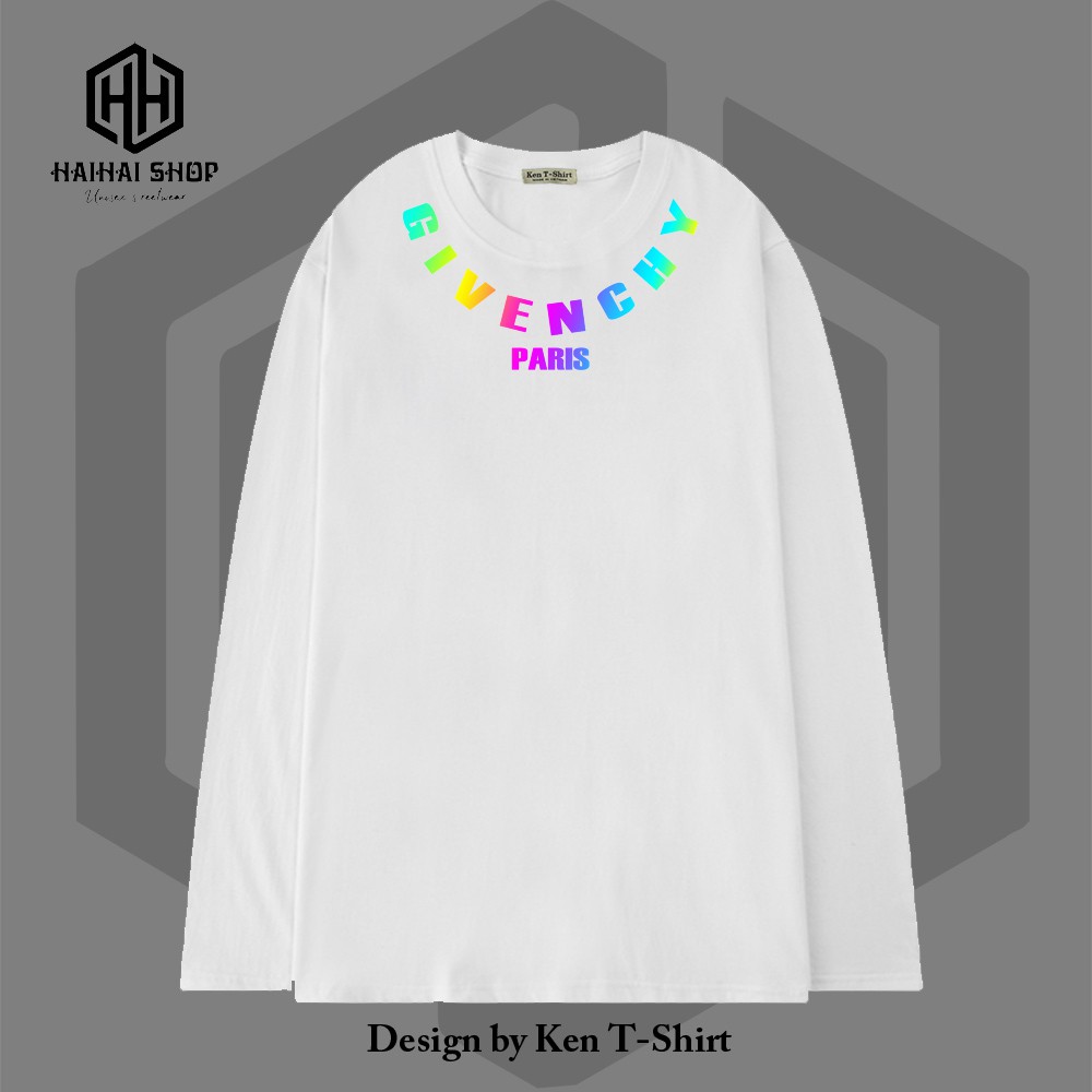 Áo Thun Tay Dài Phản Quang Givenchy Paris Vải Dày, Ken T-Shirt