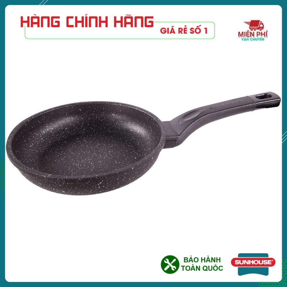 CHẢO CHỐNG DÍNH SIÊU BỀN ĐÁ SUNHOUSE 24CM, CHẢO SIÊU BỀN ĐÁ SUNHOUSE SBD24