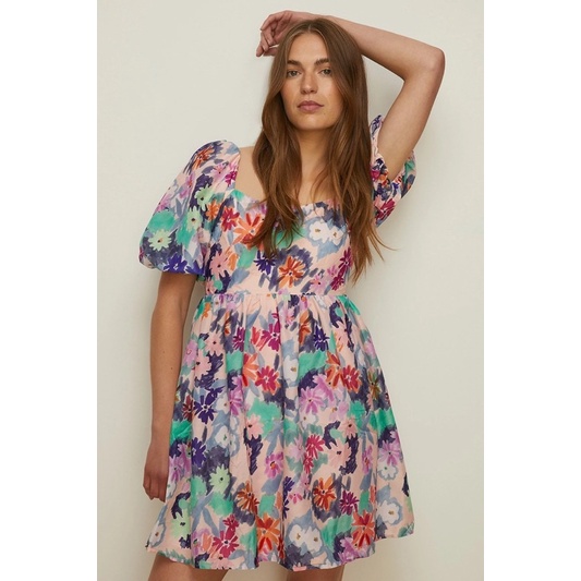 Váy hoạ tiết hồng Oasis UK size 10 newtag chính hãng