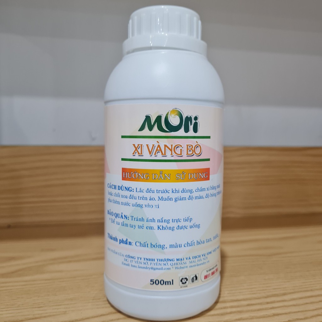 Xi vàng MORI - chỉ sử dụng cho áo da bóng màu vàng bò, chai 500ml