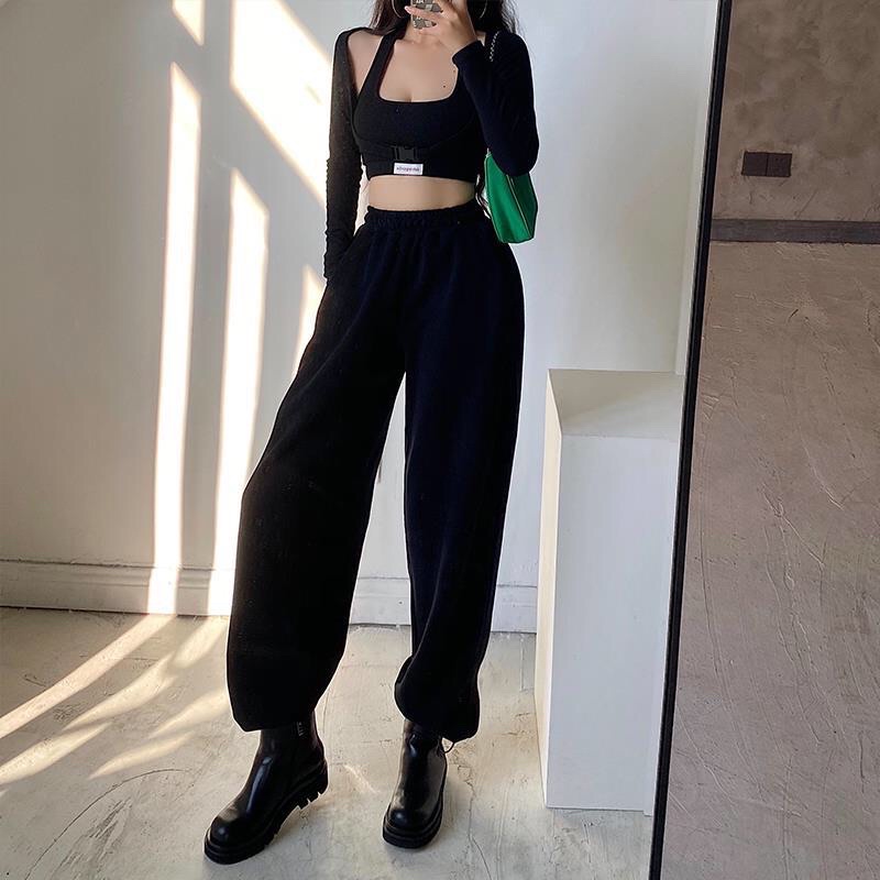 Quần Jogger Thể Thao Nam Nữ Ống Rộng From Có Dây Bo Rút