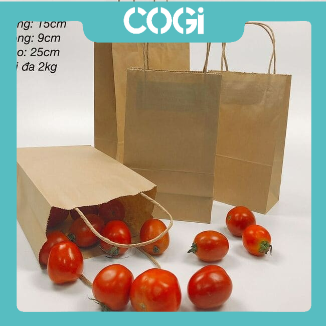 50 túi giấy xi măng túi giấy kraft nhật t11, 15.5*9*25 cm dùng 1 lần bảo vệ môi trường chính hãng cogi