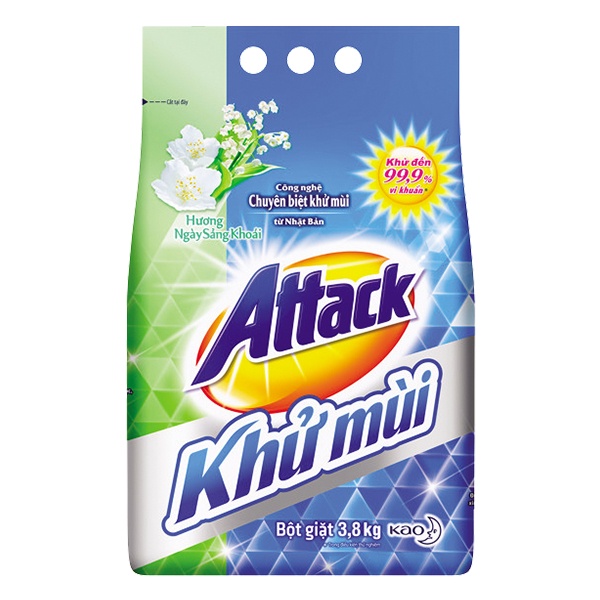 Bột Giặt Attack Khử Mùi Ngày Sảng Khoái 3.8 Kg