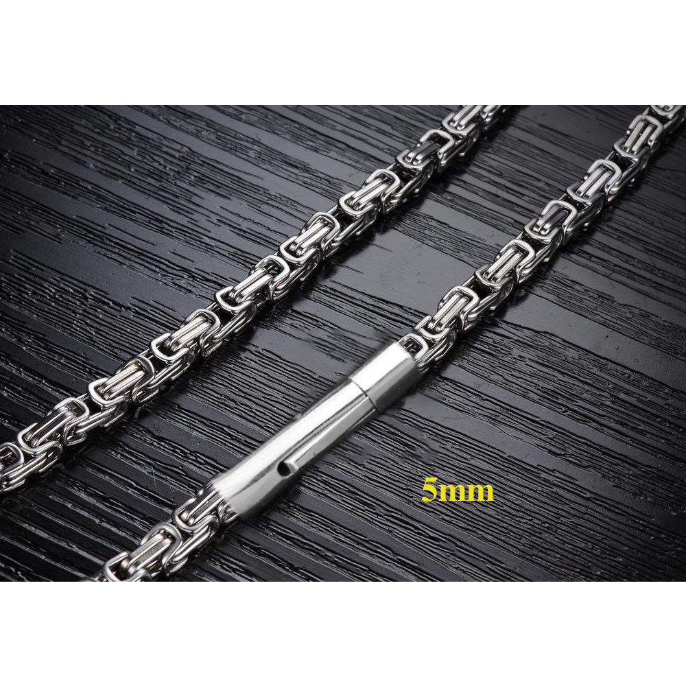 Combo dây chuyền và lắc tay nam khóa vip bằng inox kiểu ziczac 5ly sáng đẹp đem lại đẳng cấp cho người đeo