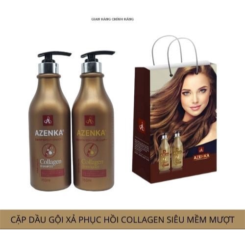 Cặp dầu gội xả Collagen AZENKA - Hương nước hoa thơm lâu nhập Pháp - Chai 750 ml ♥️ CDGXCLGAZK