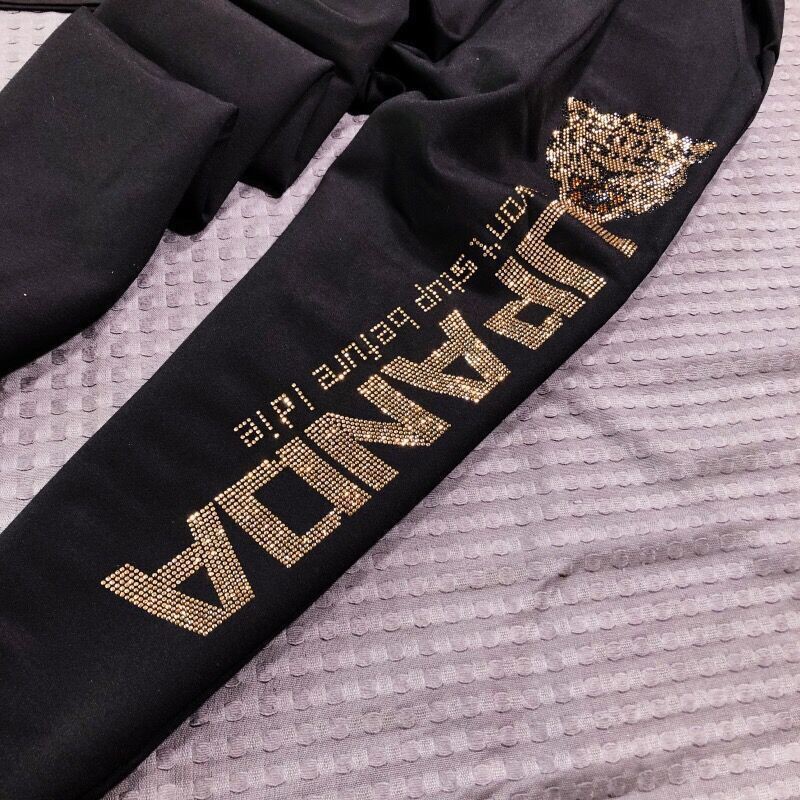 Set Áo Thun Ngắn Tay Và Quần Dài Đính Đá Thời Trang Dành Cho Nữ