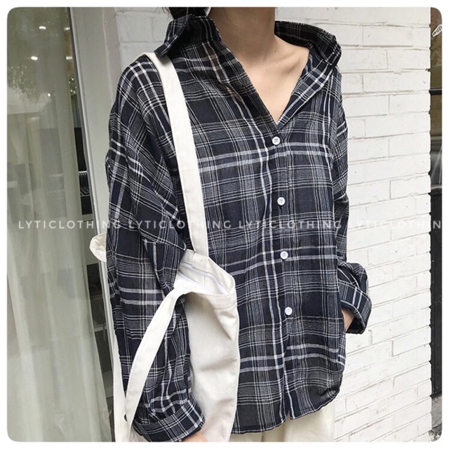 Sơ mi nữ ulzzang style Hàn Quốc oversize dáng dài trùm mông