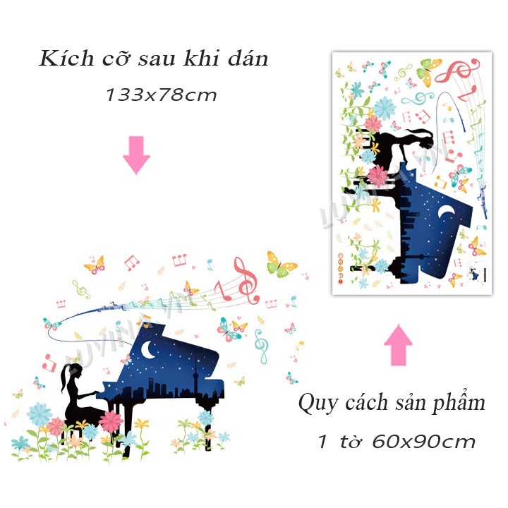 [RẺ VÔ ĐỊCH]-[ĐƠN 200K CÓ QUÀ TẶNG]-Decal trang trí phòng khách, quán cafe-Đàn piano-[GIAO TRONG NGÀY]