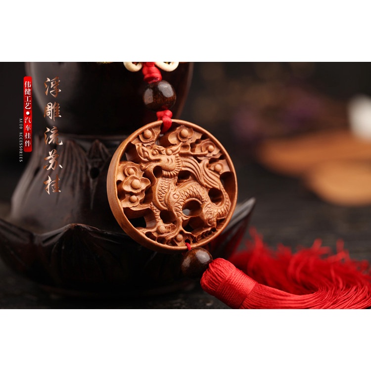 Dây Tua Rua Khánh Treo Xe Làm Bằng Gỗ Tượng Tỳ Hưu