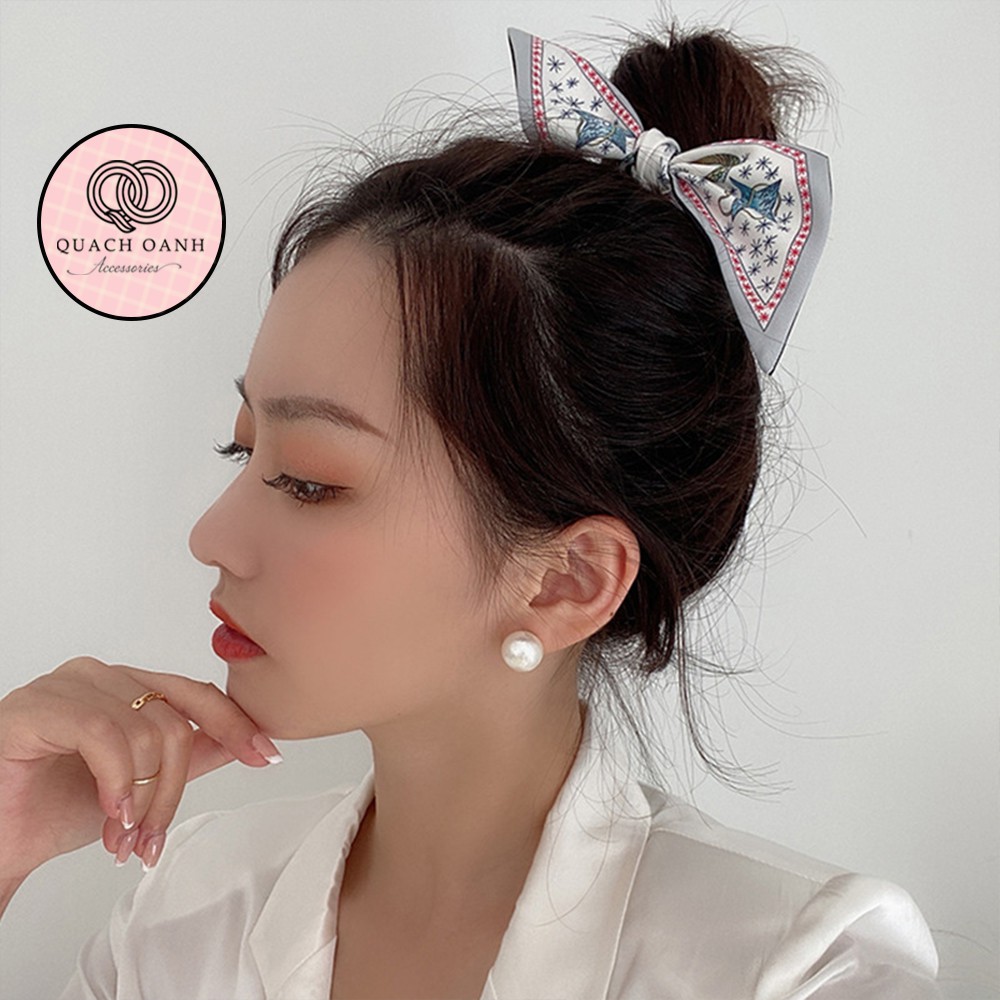 Khăn lụa cổ điển Pháp quàng cổ, quấn ruy băng - KH33