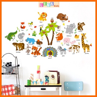 Decal dán tường vườn thú tiếng Anh - LINA Kids