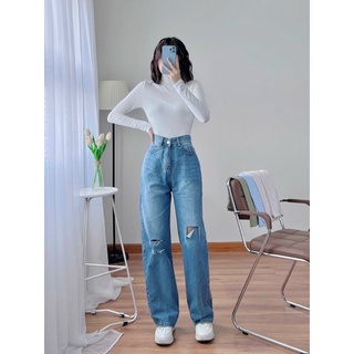 Áo cổ lọ tay dài màu trắng thun lạnh xược