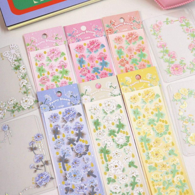 Miếng dán sticker trang trí top loader, sổ, thiệp hoa hồng