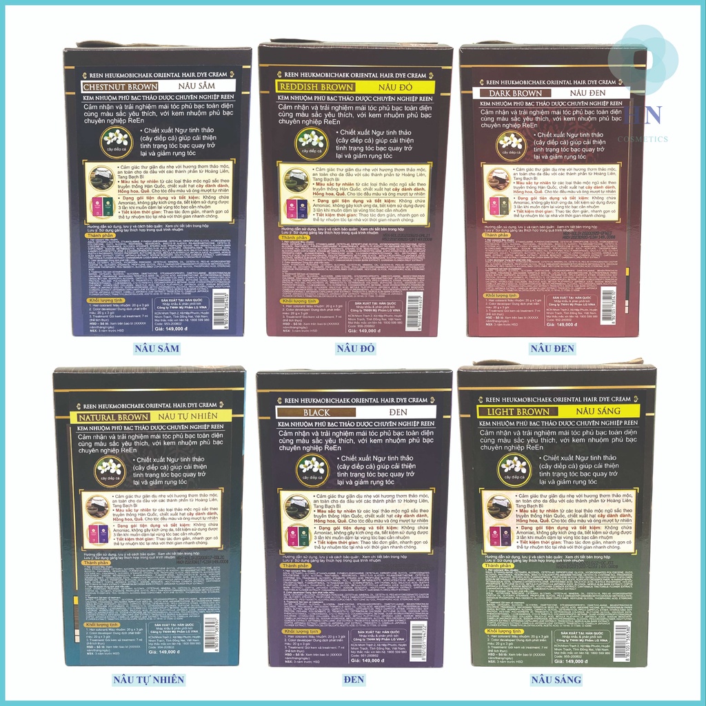 Kem nhuộm phủ bạc Hàn Quốc Reen Heukmobichaek Oriental phủ bạc 100%