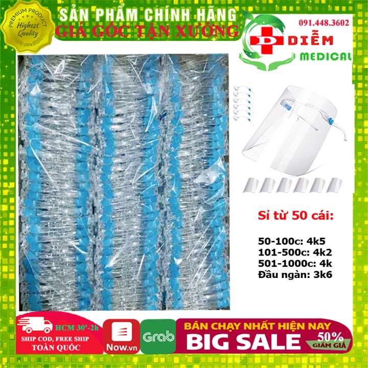 Kính Bảo Hộ Chống Giọt Bắn, Tấm Chắn Mặt Nạ Mũ Y Tế Đa Năng loại 1 nhựa PET trong suốt freesize hàng đẹp