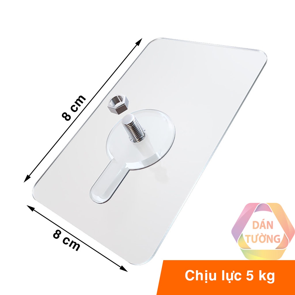 Móc dán tường vặn ốc vít 6 mm MDT size to 8x8 cm chịu lực 5kg, treo đồ đa năng - MO