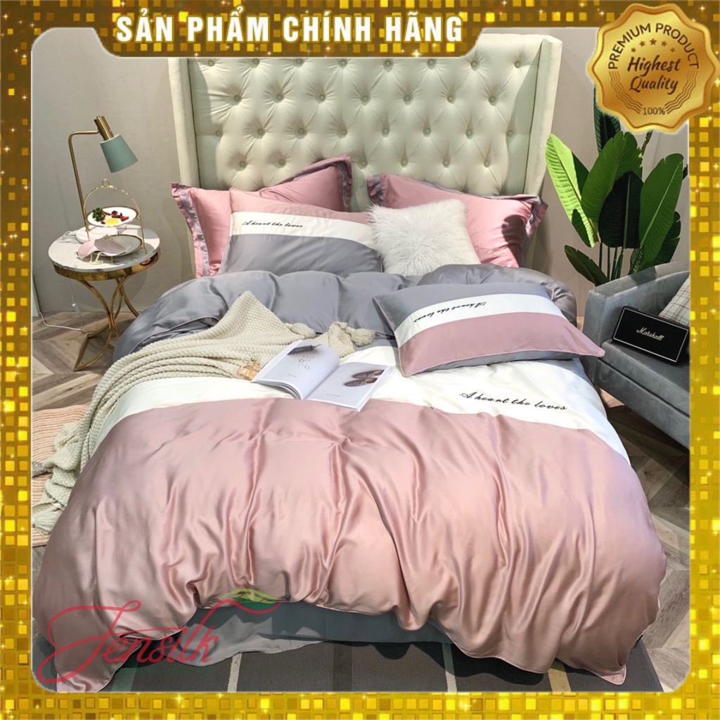 Bộ chăn ga gối 100% lụa tencel 80s, siêu cao cấp, set phủ nệm, phối 3 màu cực hot