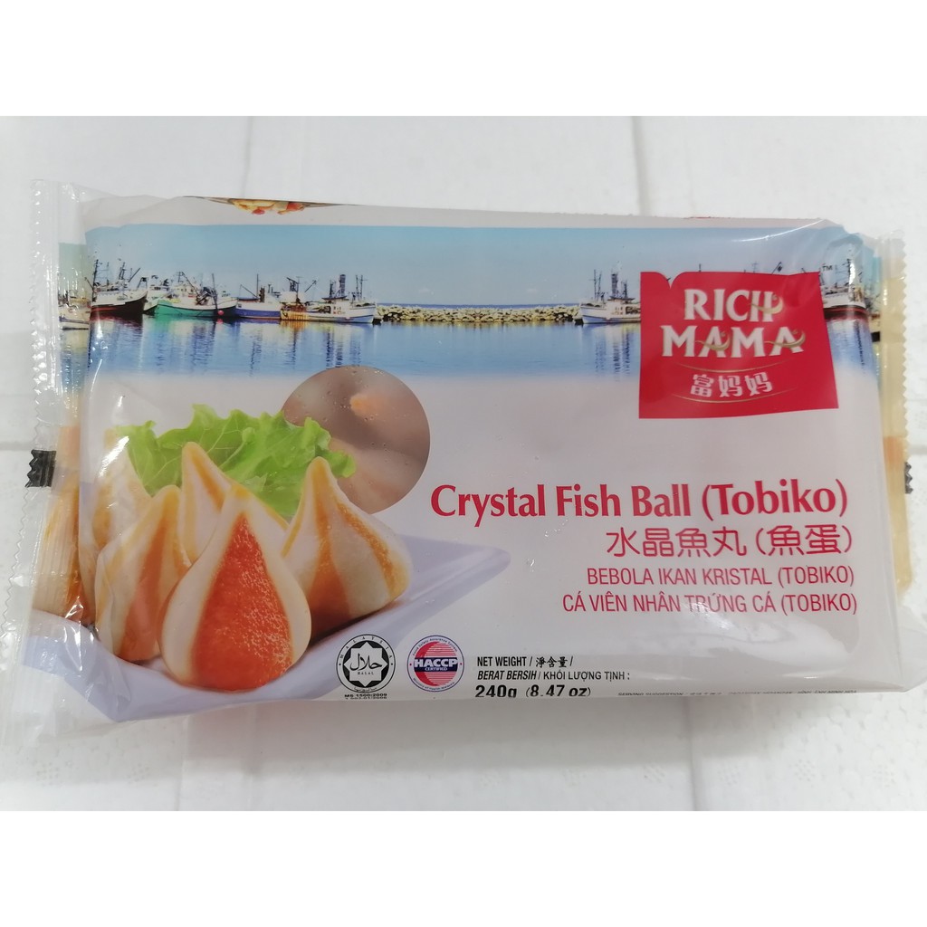 [Gói 240g] CÁ VIÊN NHÂN TRỨNG CÁ TOBIKO [Malaysia] RICH MAMA Crystal Fish Ball (halal) (nw0)