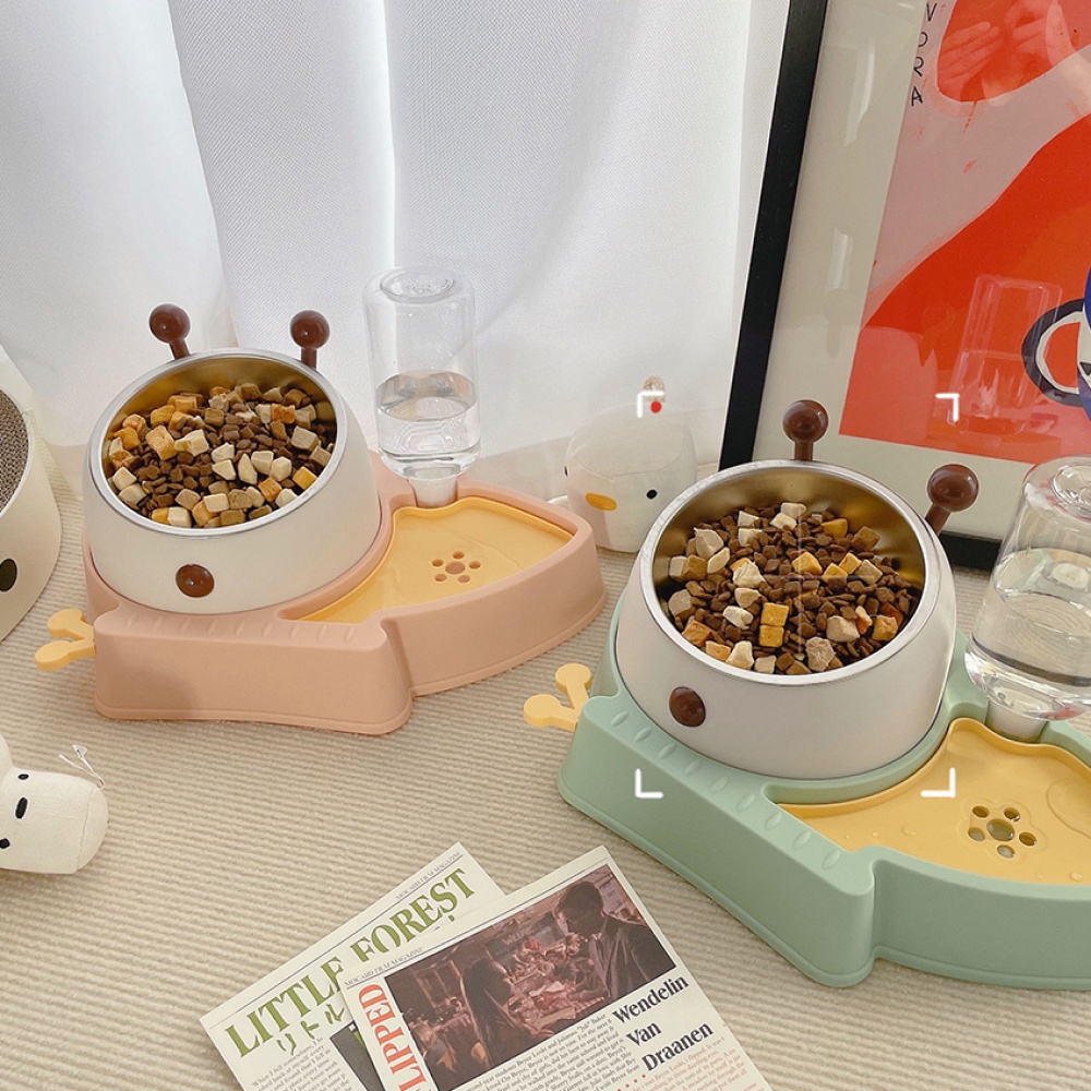 [Tặng sticker] Bát ăn cho mèo kèm khay nước dễ thương BECHON B236