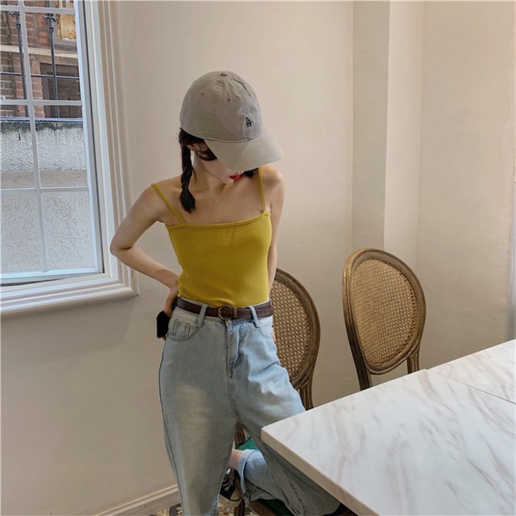 áo hai dây áo hai dây sợi bún croptop CRA018 màu TÍM/ĐEN/TRẮNG