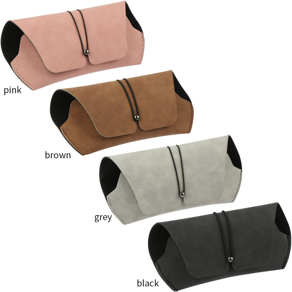 Hộp đựng kính mắt da nhám có khóa dây nhiều màu sắc tùy chọn nhỏ gọn dành cho cả nam và nữ