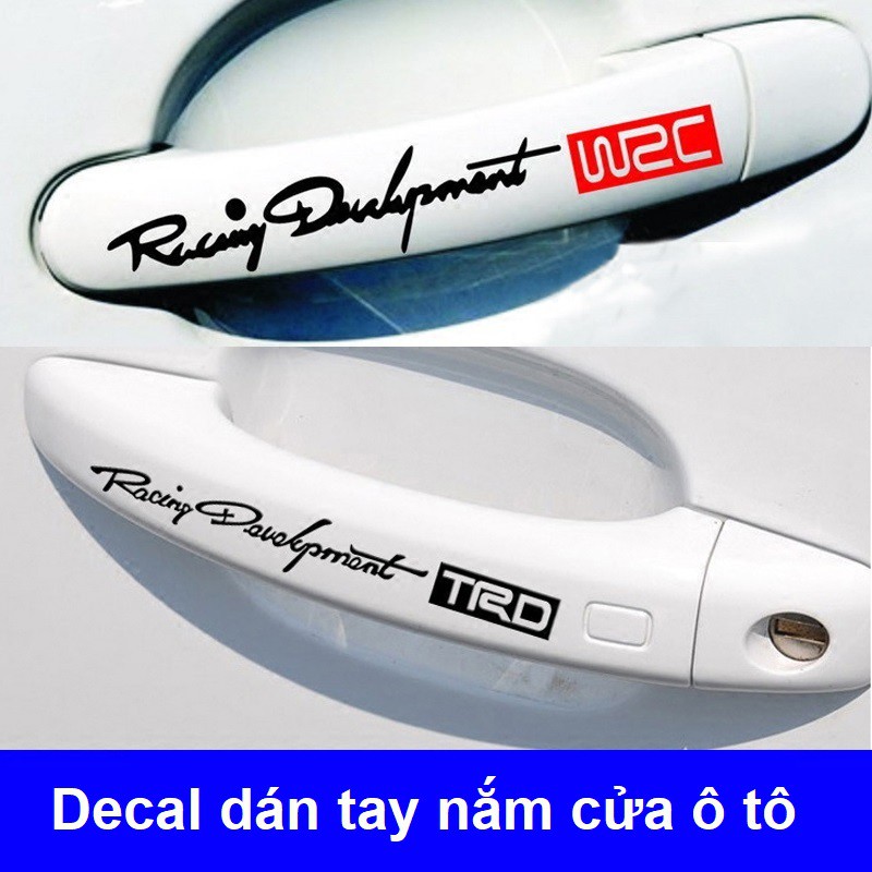 Bộ 4 Chữ Decal Logo Racing Development WRC Dán Tay Nắm Cửa Xe Ô Tô - Decal dán tay nắm cửa xe