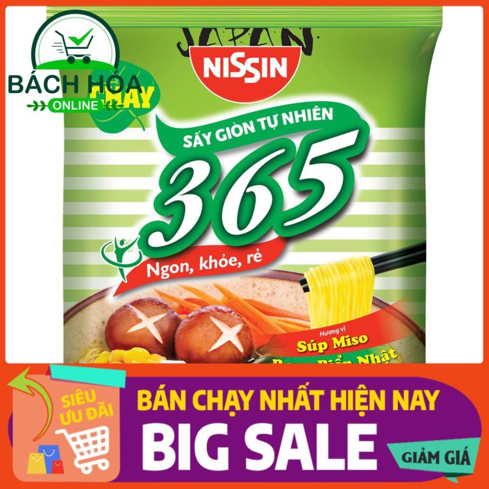 Mì không chiên Nissin 365 [đủ 4 vị] Xí Quách Thịt Bằm, Tôm Chua Cay, Lẩu Thái Hải Sản, Rong biển nhật | BigBuy360 - bigbuy360.vn