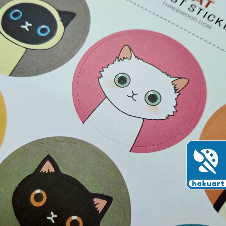 Bộ Sticker hình mèo dễ thương 18 miếng - Họa Cụ Hakuart
