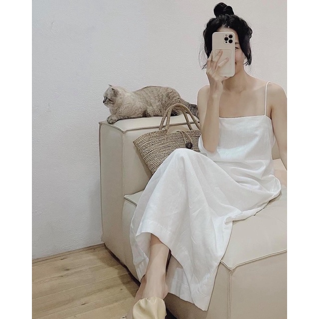 Đầm maxi hai dây linen - Đầm suông hai dây