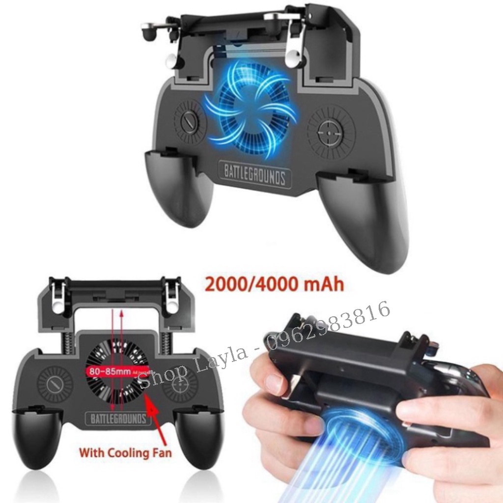 Tay Cầm Chơi Game 2000MAh SR Kiêm Sạc Dự Phòng cho điện thoại Và Quạt tản nhiệt chơi Game PUBG,Liên Quân,...