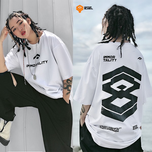 Áo thun nữ form rộng tay lỡ màu trắng ONTOP - Big Logo | BigBuy360 - bigbuy360.vn