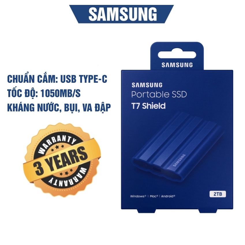 Ổ cứng di động SSD Samsung T7 SHIELD 2TB Màu Xanh