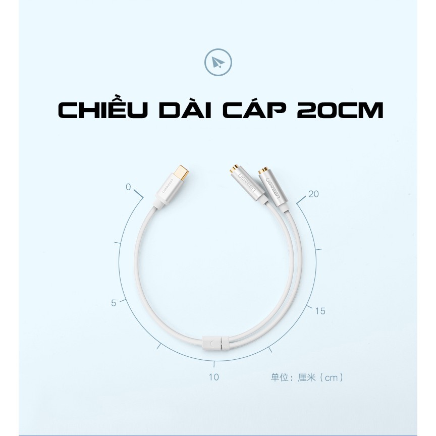 Dây Chuyển USB Type-C Sang 2 Cổng Audio 3.5mm Ugreen 30732