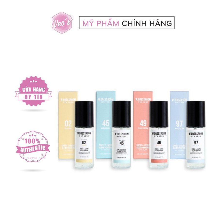 Nước hoa xịt thơm Hàn Quốc W.Dress Room - Dress & Living Clear Perfume 70ml