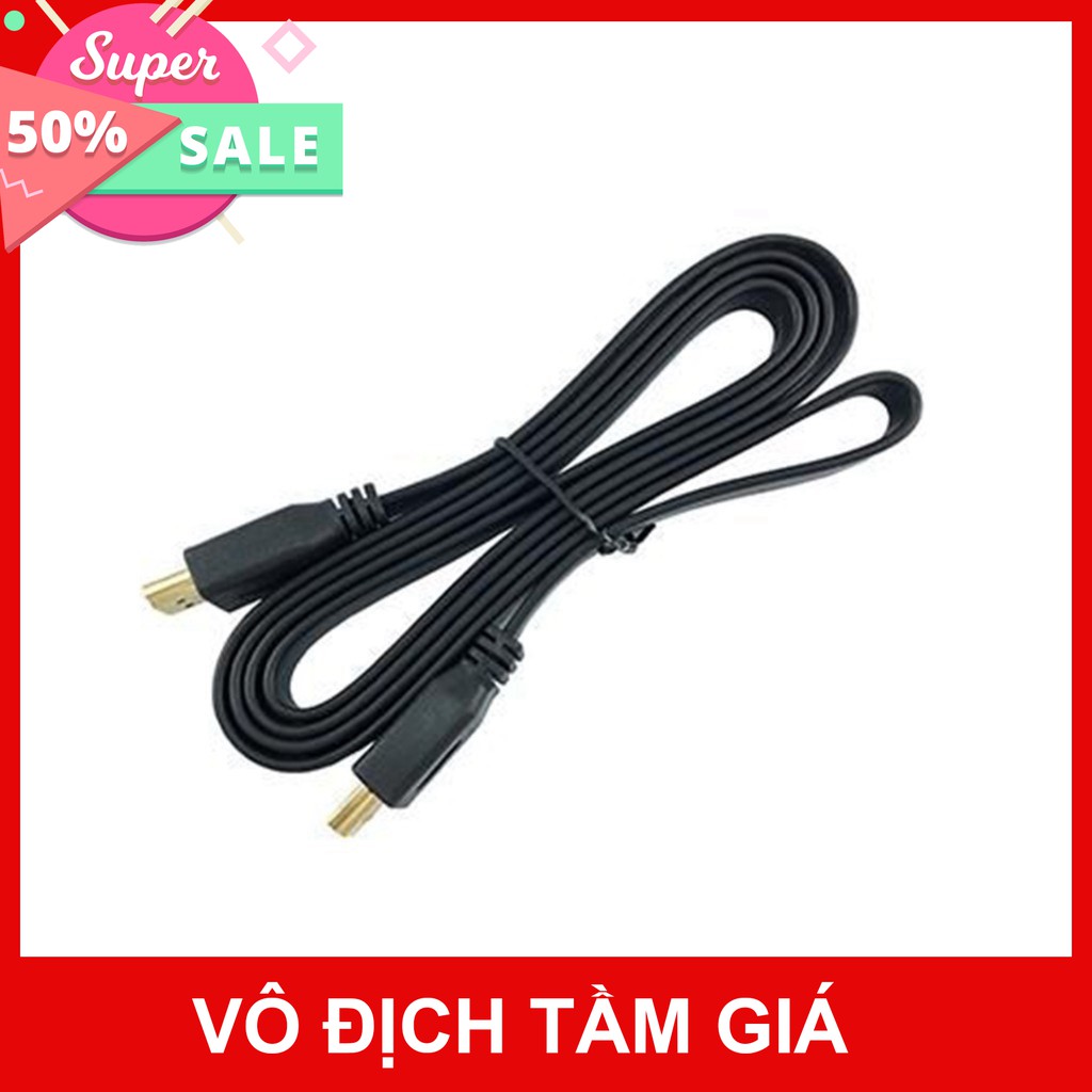 Dây HDMI - Cáp HDMI 5 mét - Màu đen, loại dẹt - Full HD - Bảo hành 3 tháng