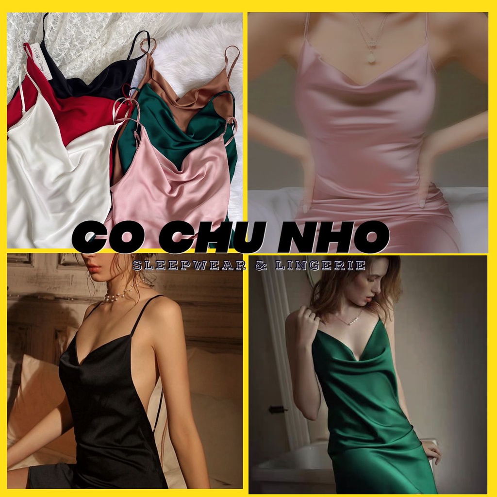 Váy ngủ sexy Vải Satin - Đầm ngủ hai dây quyến rũ - cochunhochuyensi