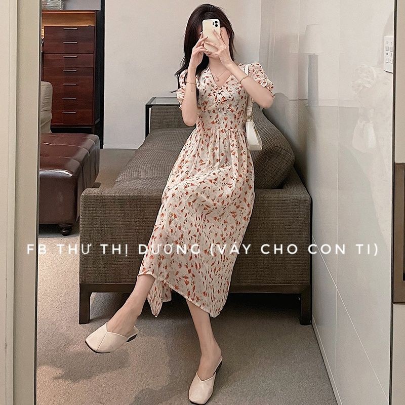 Váy cho con bú chất voan hai lớp xinh tiểu thư