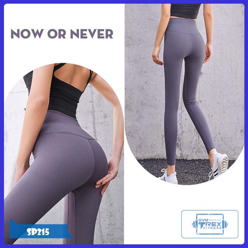 Quần gym nữ cạp cao họa tiết thun siêu mịn SP215, Quần legging nữ yoga nâng mông gen bụng - Gym Trex