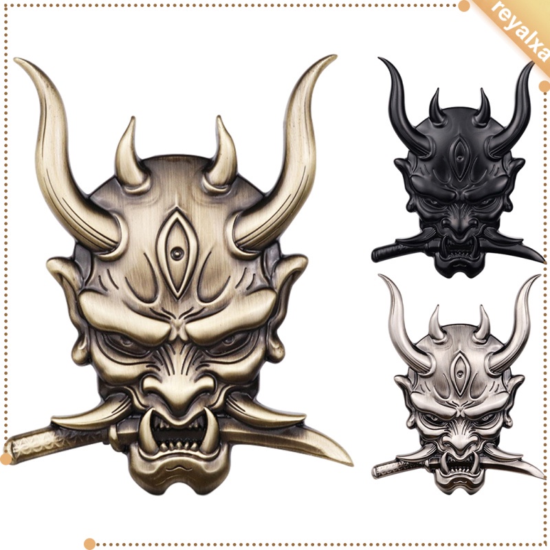 Sticker hợp kim kẽm hình đầu lâu Samurai độc đáo trang trí xe hơi