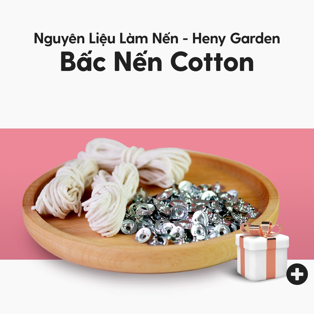 Bấc Nến Cotton Làm Nến Thơm Không Khói Kèm Đế Kẹp HENY GARDEN