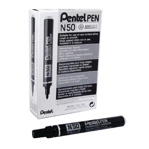 Bút lông dầu Pentel N50 permanent marker - thân nhôm, châm thêm mực dễ dàng, chuyên dùng trong môi trường lạnh.