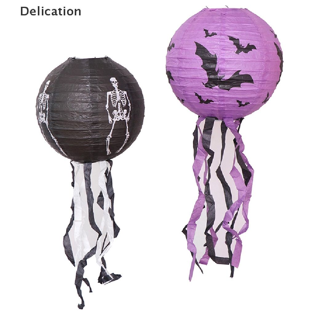 Lồng Đèn Giấy Hình Đầu Lâu Nhện Dơi Bí Ngô Trang Trí Halloween