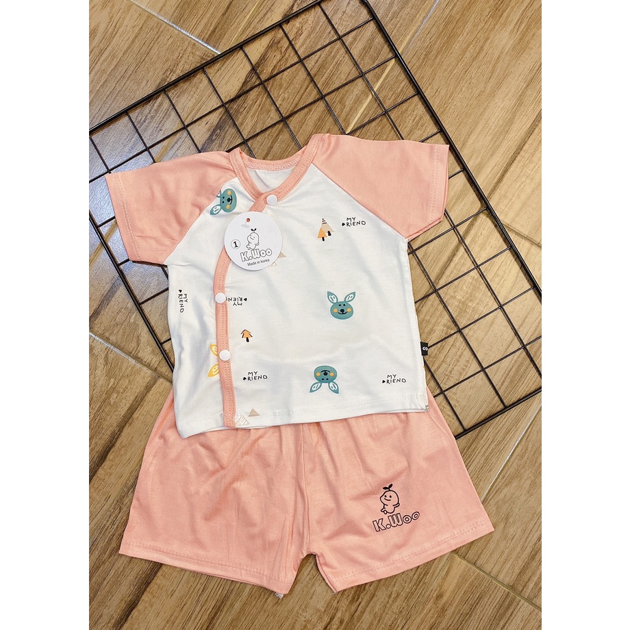 Quần áo sơ sinh Bộ cộc tay cho bé trai bé gái Thun Lạnh Khuy Chéo Acutebaby